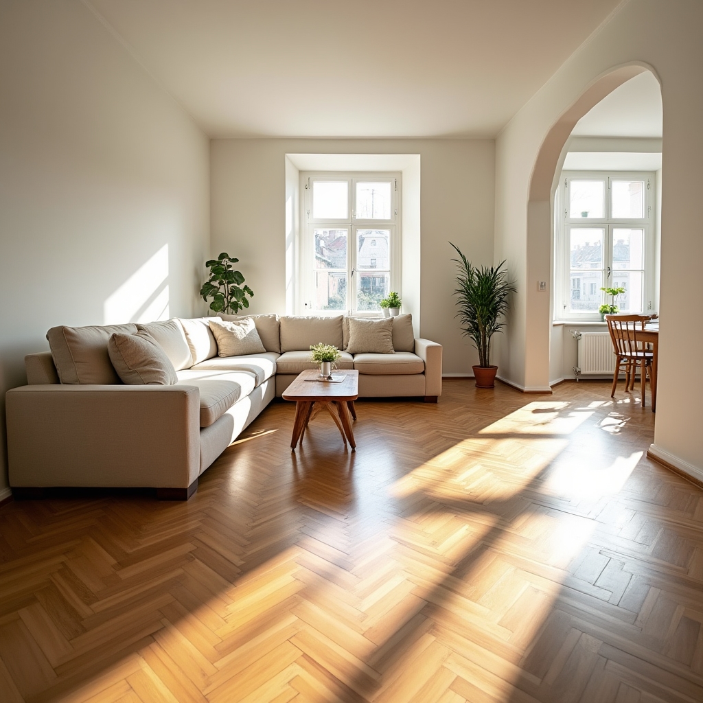 Tiszta, rendezett nappali szoba takarítás után