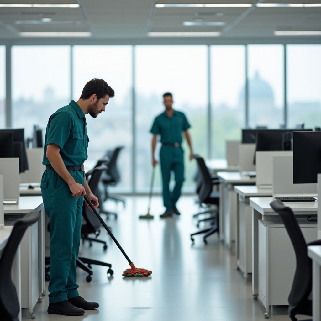 Rendezett irodai munkaterület takarítás után